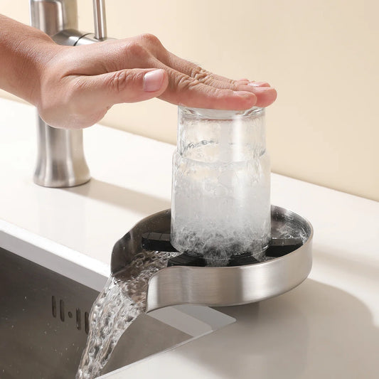 Kitchen Sink Stainless Steel Glass Cleaning Rinser Washer